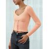 imageREORIA Womens Sweaters Trendy Y2K Sweetheart Neck Ruffle Trim Long Sleeve Lightweight Fitted Crop Tops Knit SweatersPink