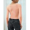 imageREORIA Womens Sweaters Trendy Y2K Sweetheart Neck Ruffle Trim Long Sleeve Lightweight Fitted Crop Tops Knit SweatersPink