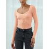 imageREORIA Womens Sweaters Trendy Y2K Sweetheart Neck Ruffle Trim Long Sleeve Lightweight Fitted Crop Tops Knit SweatersPink