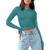 imageREORIA Womens Long Sleeve Shirts Basic Ribbed Crop Tops Fall Fashion Layering Slim Fitted Y2k TopsAqua Green