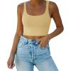 imageREORIA Womens Sexy Square Neck Double Lined Seamless Sleeveless Cropped Tank Yoga Crop Basic TopsHoneybee