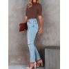imageREORIA Womens Basic Mock Neck Half Sleeve SlimFit Leotards Tops Dressy Casual Ribbed Knit Bodysuit ShirtsCoffee