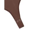 imageREORIA Womens Basic Mock Neck Half Sleeve SlimFit Leotards Tops Dressy Casual Ribbed Knit Bodysuit ShirtsCoffee