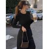 imageREORIA Womens Crew Neck Long Sleeve Bodysuits Basic Slim Fit Comfy Lightweight Layering Top Fall Winter OutfitsBlack