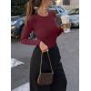 imageREORIA Womens Crew Neck Long Sleeve Bodysuits Basic Slim Fit Comfy Lightweight Layering Top Fall Winter OutfitsBurgundy