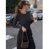 imageREORIA Womens Crew Neck Long Sleeve Bodysuits Basic Slim Fit Comfy Lightweight Layering Top Fall Winter OutfitsDark Grey