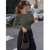 imageREORIA Womens Crew Neck Long Sleeve Bodysuits Basic Slim Fit Comfy Lightweight Layering Top Fall Winter OutfitsGrey Green