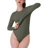 imageREORIA Womens Crew Neck Long Sleeve Bodysuits Basic Slim Fit Comfy Lightweight Layering Top Fall Winter OutfitsGrey Green