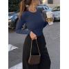 imageREORIA Womens Crew Neck Long Sleeve Bodysuits Basic Slim Fit Comfy Lightweight Layering Top Fall Winter OutfitsNavy Blue