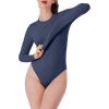 imageREORIA Womens Crew Neck Long Sleeve Bodysuits Basic Slim Fit Comfy Lightweight Layering Top Fall Winter OutfitsNavy Blue