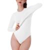 imageREORIA Womens Crew Neck Long Sleeve Bodysuits Basic Slim Fit Comfy Lightweight Layering Top Fall Winter OutfitsWhite