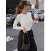 imageREORIA Womens Crew Neck Long Sleeve Bodysuits Basic Slim Fit Comfy Lightweight Layering Top Fall Winter OutfitsWhite