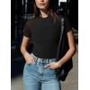 imageREORIA Womens Crew Neck Sheer Mesh Short Sleeve Bodysuits Comfy Double Lined Trendy Tank Top Body SuitsBlack