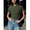 imageREORIA Womens Crew Neck Sheer Mesh Short Sleeve Bodysuits Comfy Double Lined Trendy Tank Top Body SuitsDark Green