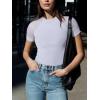 imageREORIA Womens Crew Neck Sheer Mesh Short Sleeve Bodysuits Comfy Double Lined Trendy Tank Top Body SuitsWhite
