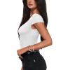 imageREORIA Womens Deep V Neck Bodysuit Double Lined Lace Bodysuit Short Sleeve Backless Top Sexy Going Out OutfitsWhite