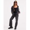 imageREORIA Womens Sexy Lace Scoop Neck Long Sleeve Double Lined Layering Slim Bodysuit TopsBlack