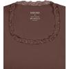 imageREORIA Womens Sexy Lace Scoop Neck Long Sleeve Double Lined Layering Slim Bodysuit TopsCoffee