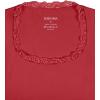 imageREORIA Womens Sexy Lace Scoop Neck Long Sleeve Double Lined Layering Slim Bodysuit TopsRed
