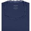 imageREORIA Womens Sexy Lace Scoop Neck Long Sleeve Double Lined Layering Slim Bodysuit TopsStarry Blue