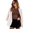 imageREORIA Womens Trendy Sexy Crew Neck Thumbholes Long Sleeve Sheer Mesh Going Out Bodysuit TopsCoffee