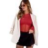 imageREORIA Womens Trendy Sexy Crew Neck Thumbholes Long Sleeve Sheer Mesh Going Out Bodysuit TopsRed