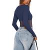 imageREORIA Womens Trendy Sexy Crew Neck Thumbholes Long Sleeve Sheer Mesh Going Out Bodysuit TopsStarry Blue