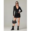 imageREORIA Womens Trendy Sexy Plunge Deep V Neck Long Sleeve Bodysuit Double Lined Going Out T Shirt TopsBlack