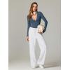 imageREORIA Womens Trendy Sexy Plunge Deep V Neck Long Sleeve Bodysuit Double Lined Going Out T Shirt TopsStar Blue