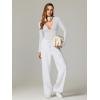 imageREORIA Womens Trendy Sexy Plunge Deep V Neck Long Sleeve Bodysuit Double Lined Going Out T Shirt TopsWhite