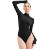 imageREORIA Womens Turtle Neck Long Sleeve Bodysuit Basic Slim Fit Double Lined Lightweight Layering Top for Fall ampamp WinterBlack