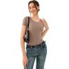 imageREORIA Double Lined Basic Bodysuits Short Sleeve Body Suits Trendy Summer Outfits Tops for Women 2025Almondine