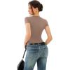 imageREORIA Double Lined Basic Bodysuits Short Sleeve Body Suits Trendy Summer Outfits Tops for Women 2025Almondine