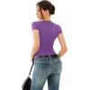 imageREORIA Double Lined Basic Bodysuits Short Sleeve Body Suits Trendy Summer Outfits Tops for Women 2025Amethyst Orchid