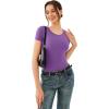 imageREORIA Double Lined Basic Bodysuits Short Sleeve Body Suits Trendy Summer Outfits Tops for Women 2025Amethyst Orchid