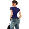 imageREORIA Double Lined Basic Bodysuits Short Sleeve Body Suits Trendy Summer Outfits Tops for Women 2025Bellwether Blue