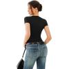 imageREORIA Double Lined Basic Bodysuits Short Sleeve Body Suits Trendy Summer Outfits Tops for Women 2025Black