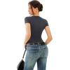 imageREORIA Double Lined Basic Bodysuits Short Sleeve Body Suits Trendy Summer Outfits Tops for Women 2025Dark Shadow