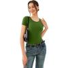 imageREORIA Double Lined Basic Bodysuits Short Sleeve Body Suits Trendy Summer Outfits Tops for Women 2025Garden Green