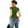 imageREORIA Double Lined Basic Bodysuits Short Sleeve Body Suits Trendy Summer Outfits Tops for Women 2025Garden Green