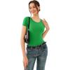 imageREORIA Double Lined Basic Bodysuits Short Sleeve Body Suits Trendy Summer Outfits Tops for Women 2025Kelly Green