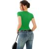 imageREORIA Double Lined Basic Bodysuits Short Sleeve Body Suits Trendy Summer Outfits Tops for Women 2025Kelly Green