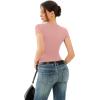 imageREORIA Double Lined Basic Bodysuits Short Sleeve Body Suits Trendy Summer Outfits Tops for Women 2025Pink Dolphin
