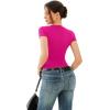 imageREORIA Double Lined Basic Bodysuits Short Sleeve Body Suits Trendy Summer Outfits Tops for Women 2025Pink Glo