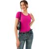 imageREORIA Double Lined Basic Bodysuits Short Sleeve Body Suits Trendy Summer Outfits Tops for Women 2025Pink Glo