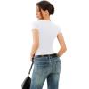 imageREORIA Double Lined Basic Bodysuits Short Sleeve Body Suits Trendy Summer Outfits Tops for Women 2025White