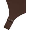 imageREORIA Women Sexy Off the Shoulder Short Sleeve Backless Basic Double Lined Thong Bodysuit TopsShaved Chocolate