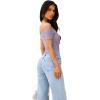 imageREORIA Women Sexy Off the Shoulder Short Sleeve Backless Basic Double Lined Thong Bodysuit TopsWisteria