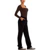 imageREORIA Womens Long Sleeve Square Neck Double Layer Sexy Bodysuit 2025 FallWinter Designer CollectionCocoa