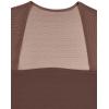 imageREORIA Womens Sexy Square Neck Short Sleeve Sheer Mesh Double Lined Slimming 2024 Trendy Going Out Bodysuits TopsCoffee